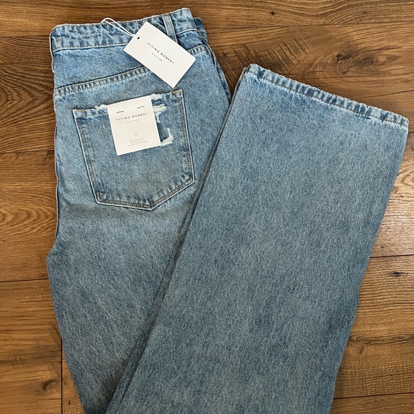 Flying Monkey Light Blue Distressed Flare Jeans - Picture 3 of 7